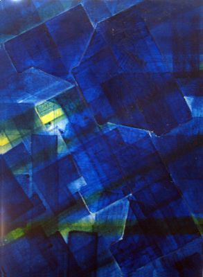Variation in Blau 55x75 Acryl auf Holz /Papier
