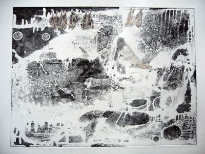 Fledermaushöhle 40x30 Ätzradierung (Vernis Mou) und Zeichnung
